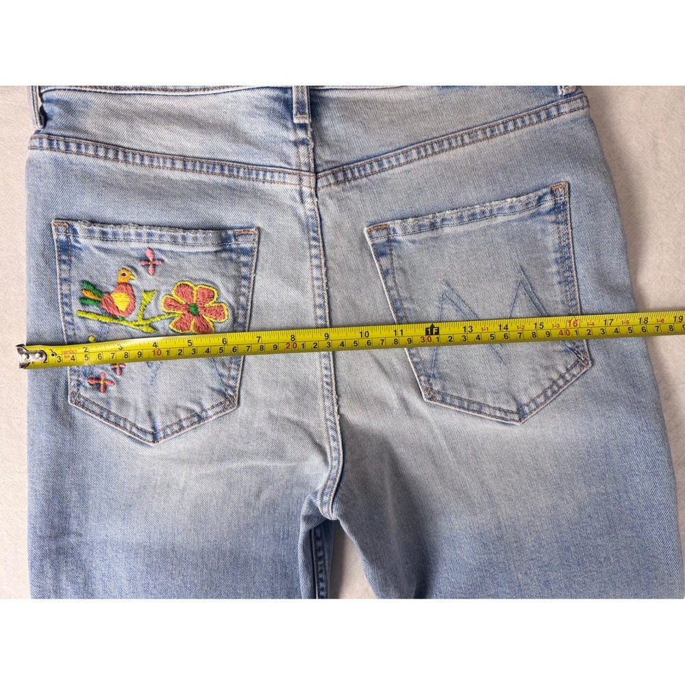 MOTHER Jeans Women Embroidered Bloom Flare Crop Light Wash Denim Size 28 - Picture 9 of 14